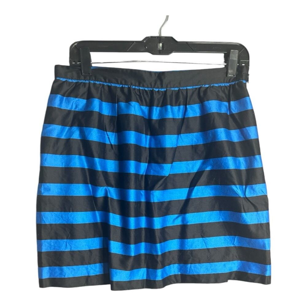 INC Blue and Black Striped Mini Skirt Side Zipper Size 8